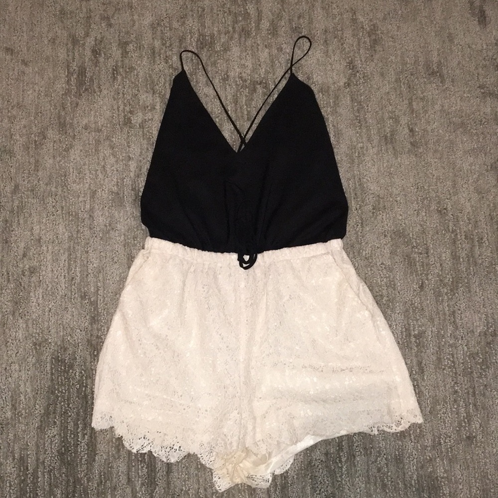 Black and cream romper